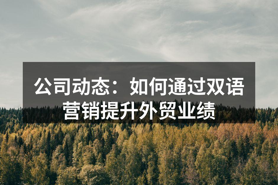 公司动态：如何通过双语营销提升外贸业绩